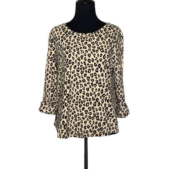 Chico's beige animal print 3/4 sleeves top size 0 - small - Picture 8 of 8